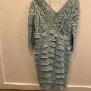 Elegant Lace Overlay Dress in Light Blue